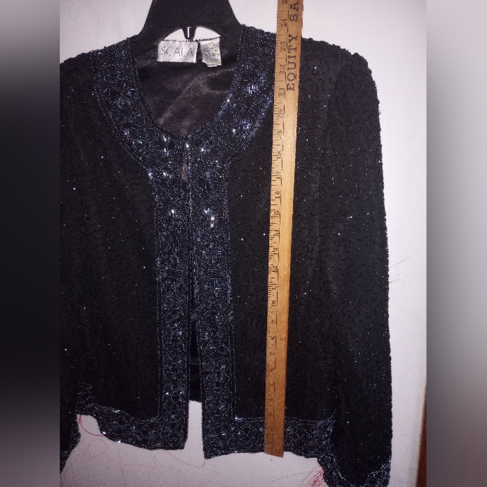Scala Silk Beaded & Sequined Jacket Blazer - image 3